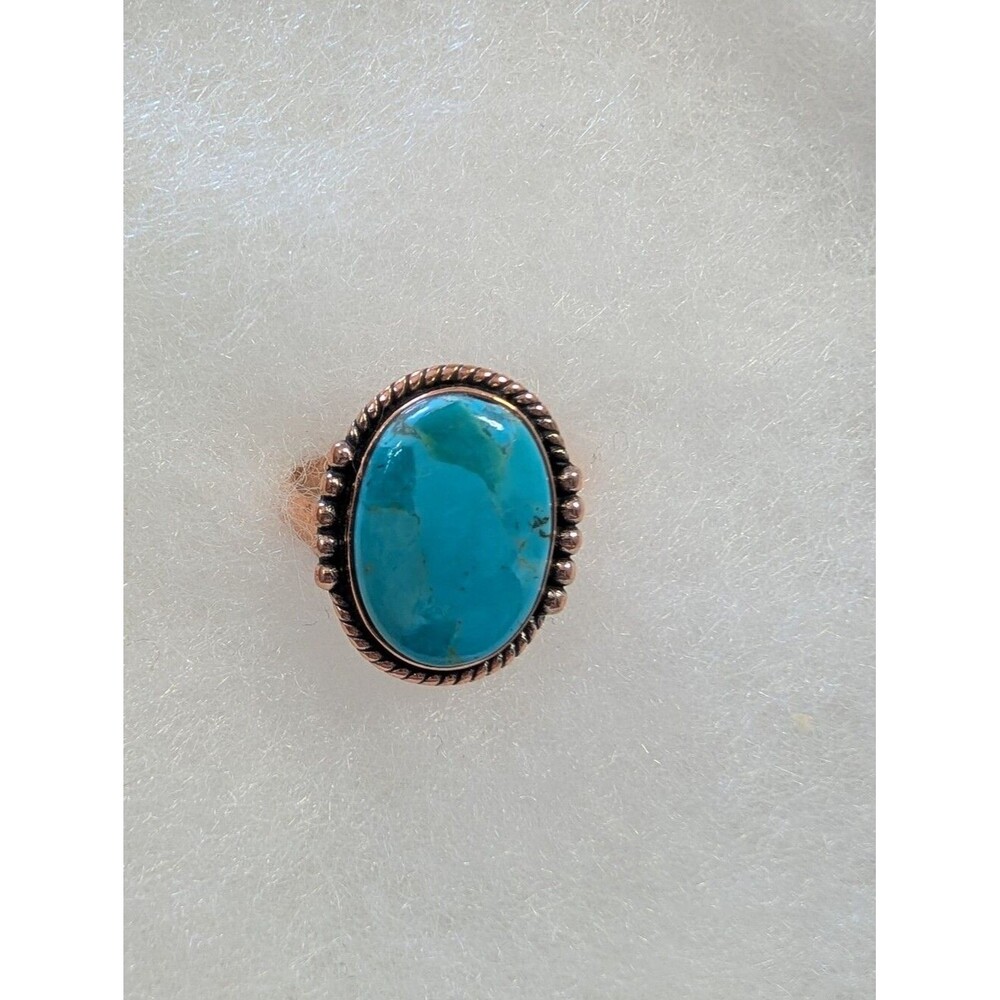 Kingman Turquoise Pure Copper Ring, Adjustable